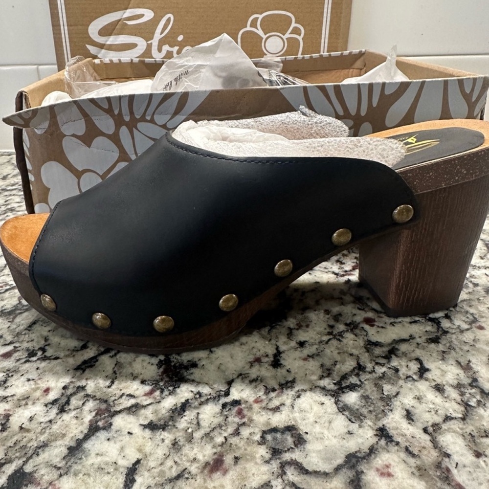 Sbicca Black and Brown Studded Heels